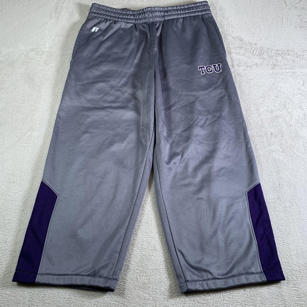 TCU Horned Frogs Pants Mens Large Gray Purple NCAA Football‎ Fleece Sweatpants